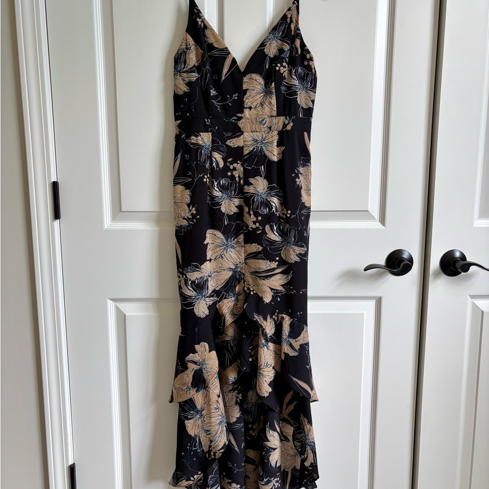 Lulu's Black Floral High Low Maxi Dress | Small - Picture 4 of 9